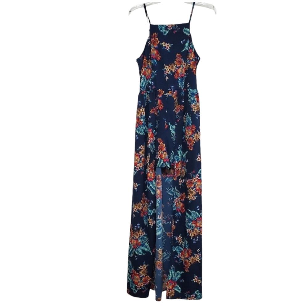 Band Of Gypsies Attached Shorts Floral Romper with Long Back Skirt, Medi…